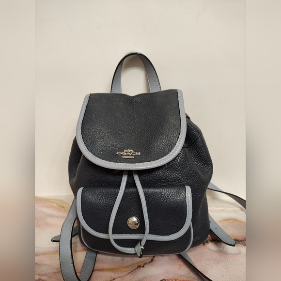 Coach C5672 Pennie backpack 22 in Pebble Leather Midnight Multi - Picture 1 of 14